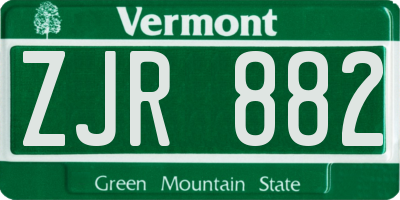 VT license plate ZJR882