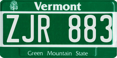 VT license plate ZJR883