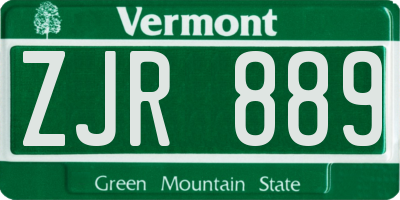 VT license plate ZJR889