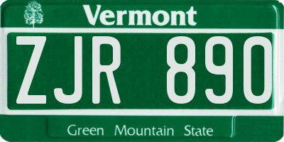 VT license plate ZJR890