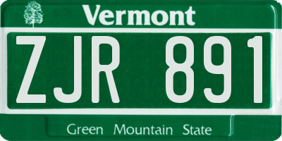 VT license plate ZJR891