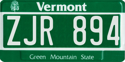 VT license plate ZJR894