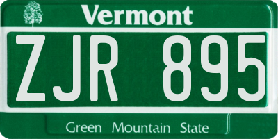 VT license plate ZJR895