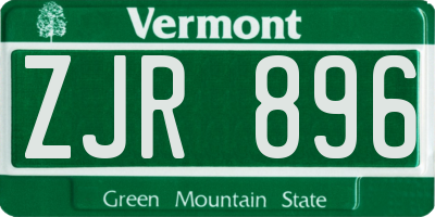 VT license plate ZJR896