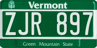 VT license plate ZJR897