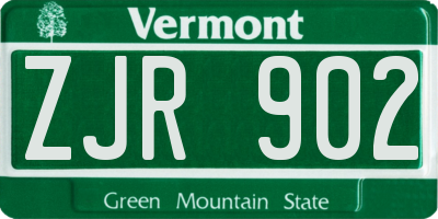 VT license plate ZJR902
