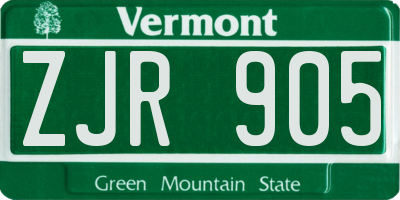 VT license plate ZJR905