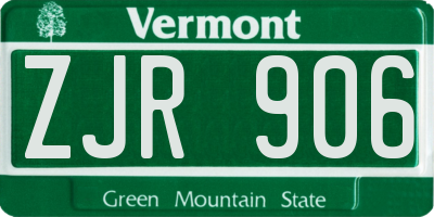 VT license plate ZJR906