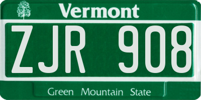 VT license plate ZJR908