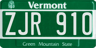 VT license plate ZJR910