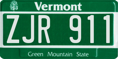 VT license plate ZJR911