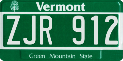 VT license plate ZJR912