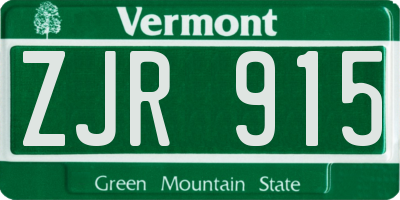 VT license plate ZJR915