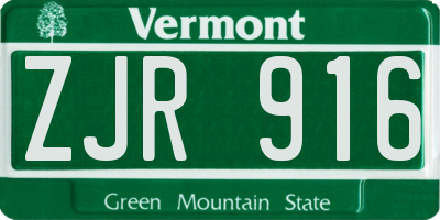 VT license plate ZJR916