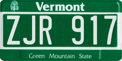 VT license plate ZJR917