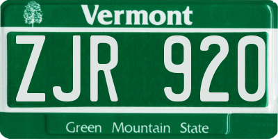 VT license plate ZJR920
