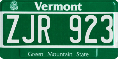 VT license plate ZJR923