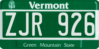 VT license plate ZJR926