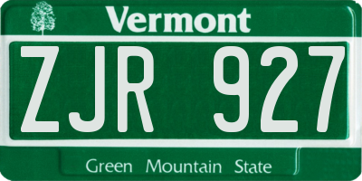 VT license plate ZJR927