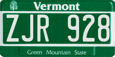 VT license plate ZJR928