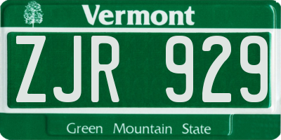 VT license plate ZJR929