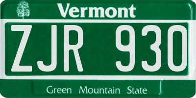 VT license plate ZJR930