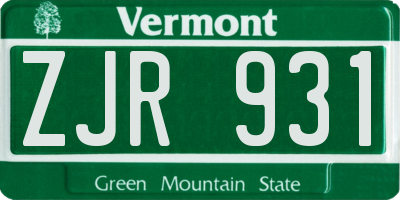 VT license plate ZJR931