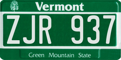 VT license plate ZJR937