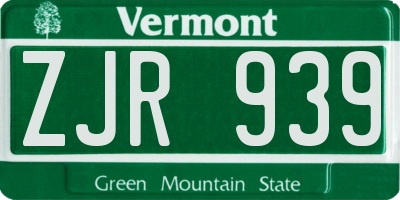 VT license plate ZJR939