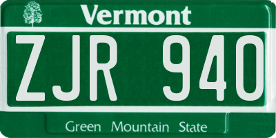VT license plate ZJR940