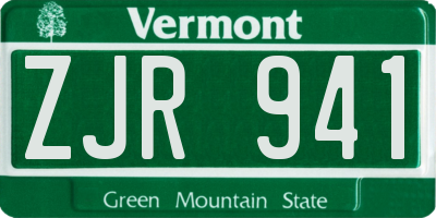 VT license plate ZJR941