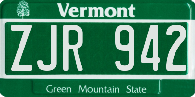 VT license plate ZJR942