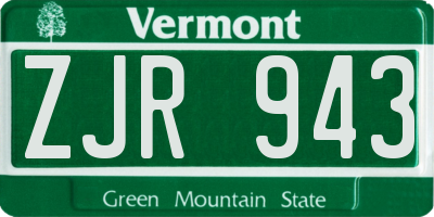 VT license plate ZJR943