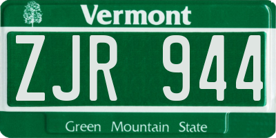 VT license plate ZJR944