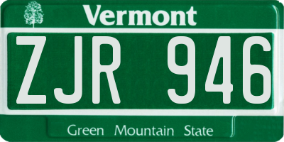 VT license plate ZJR946