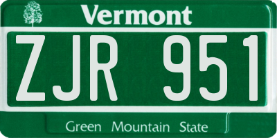 VT license plate ZJR951