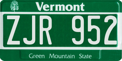 VT license plate ZJR952