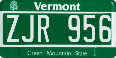 VT license plate ZJR956