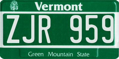 VT license plate ZJR959