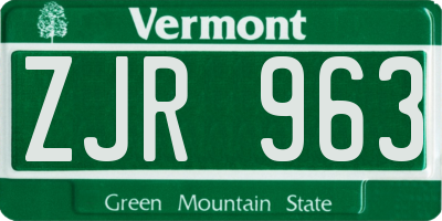 VT license plate ZJR963