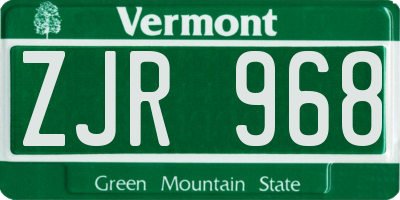 VT license plate ZJR968