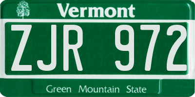 VT license plate ZJR972