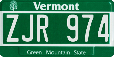 VT license plate ZJR974
