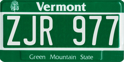 VT license plate ZJR977