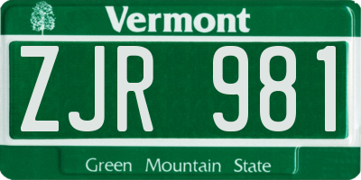 VT license plate ZJR981