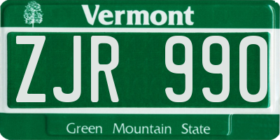 VT license plate ZJR990