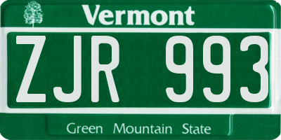 VT license plate ZJR993