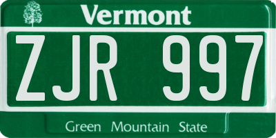 VT license plate ZJR997