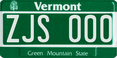 VT license plate ZJS000