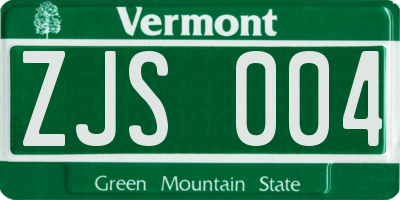 VT license plate ZJS004
